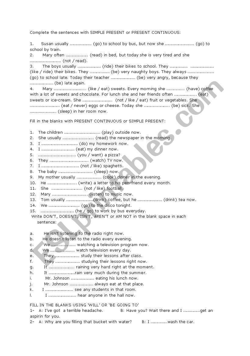 present simple tense worksheet