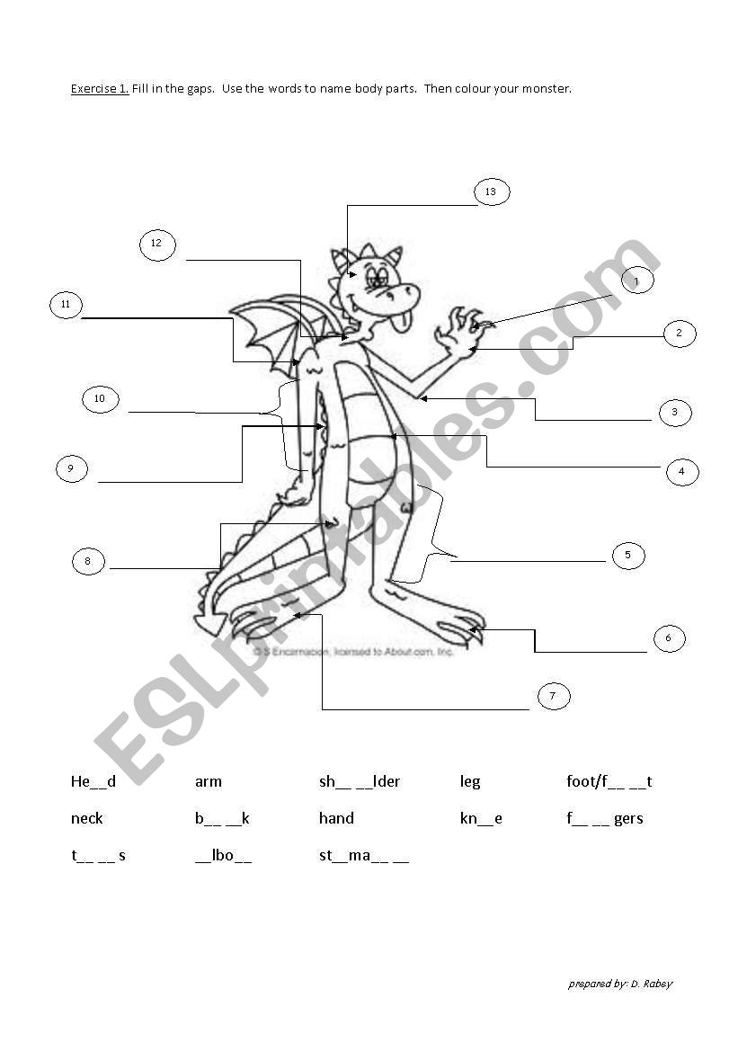 Face and Body Words Worksheet worksheet