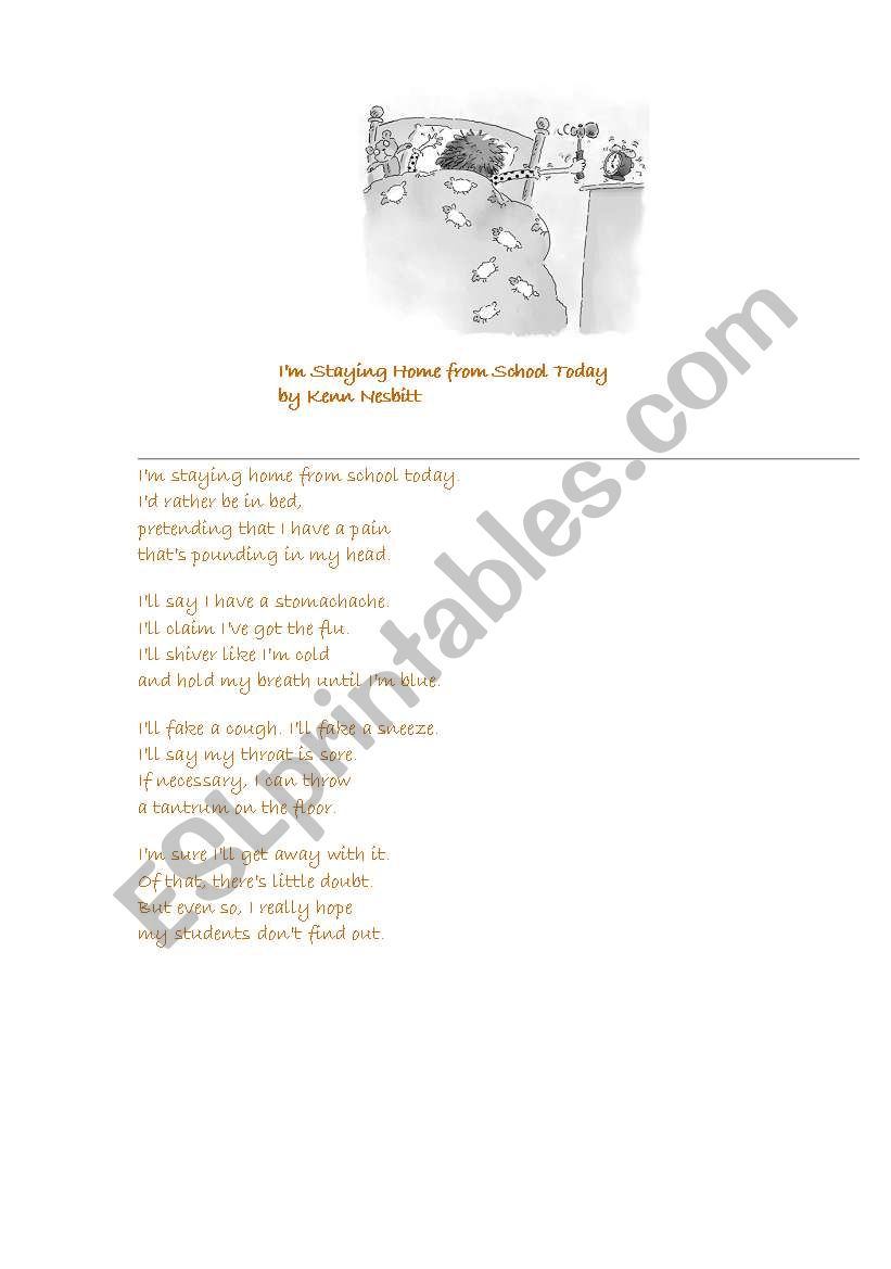 Funny poetry worksheet