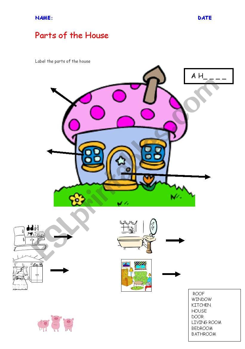 Parts of a House worksheet