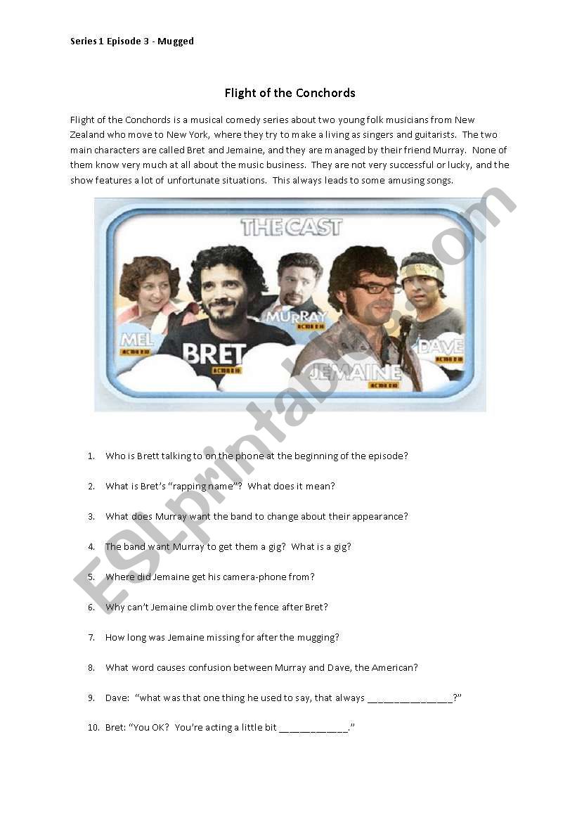 Flight of the Conchords worksheet