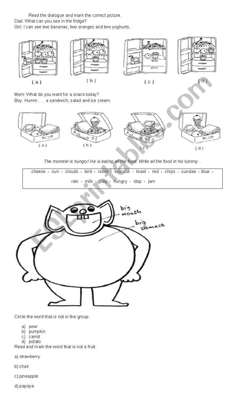 foods worksheet