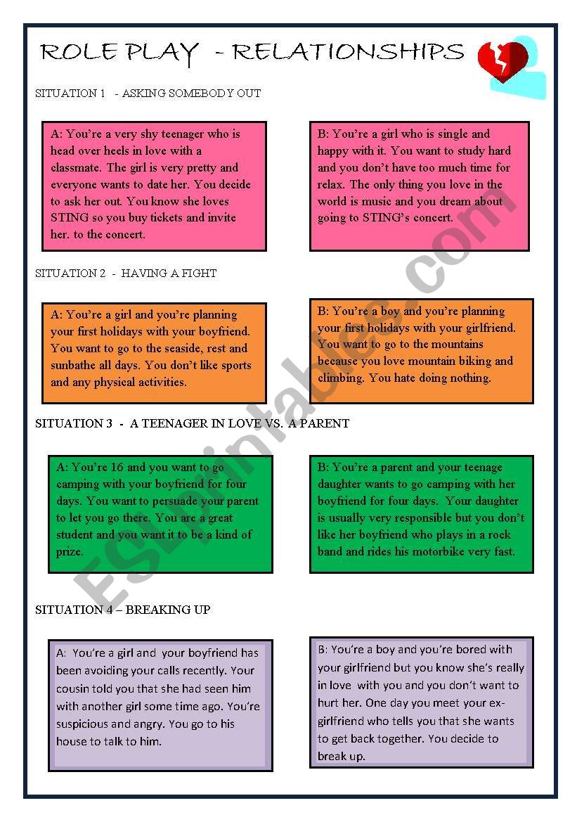 ROLE PLAY - RELATIONSHIPS worksheet.
