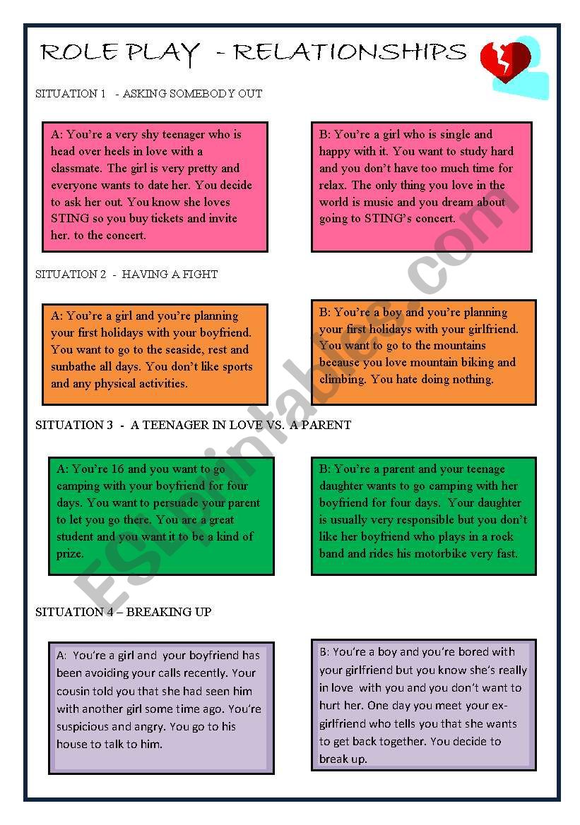 ROLE PLAY - RELATIONSHIPS worksheet