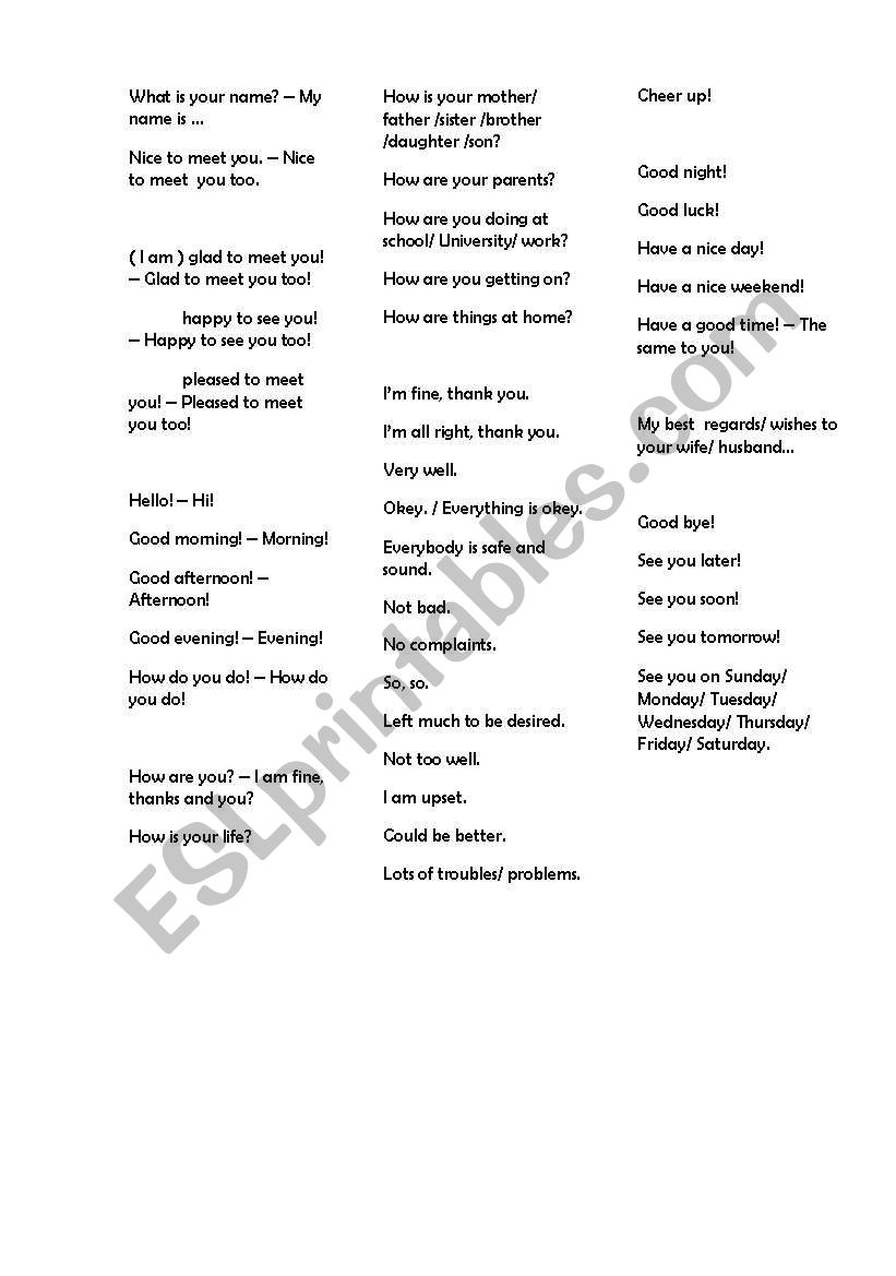 Introduction to 1st lesson worksheet