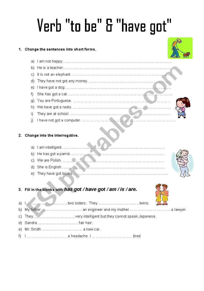 Verb to be & have got worksheet