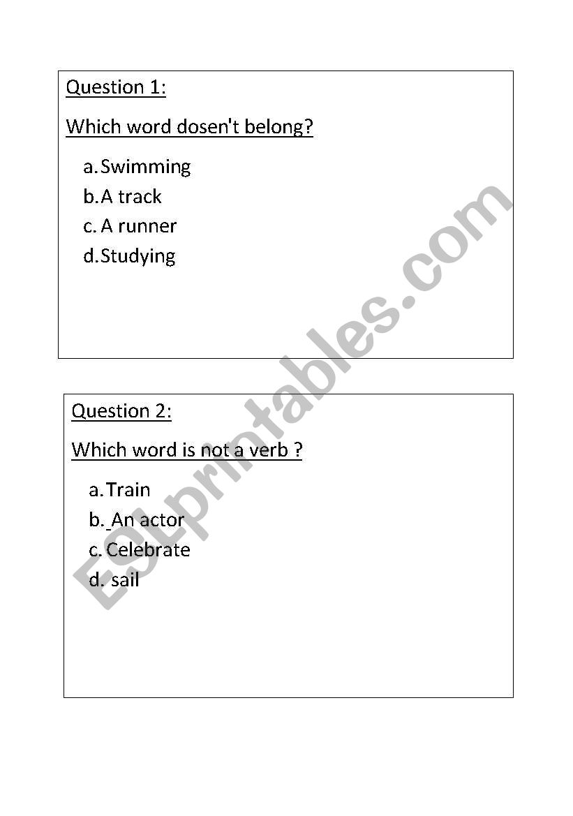 questions cards worksheet