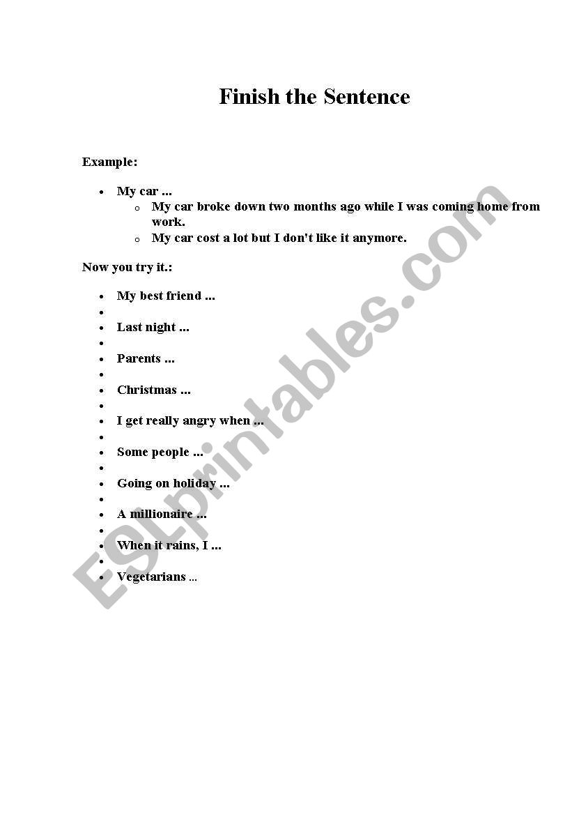 exercises  worksheet