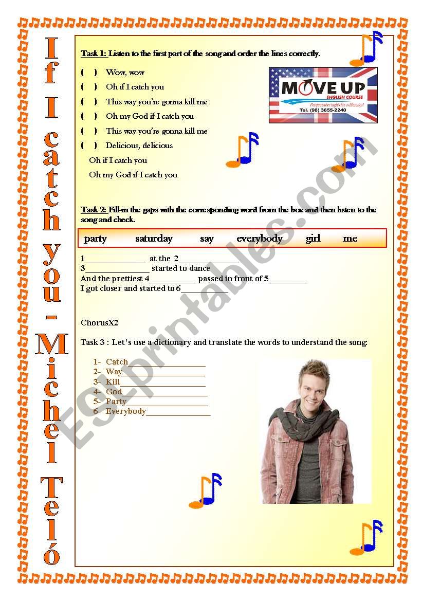 If I catch you - Michel Tel worksheet