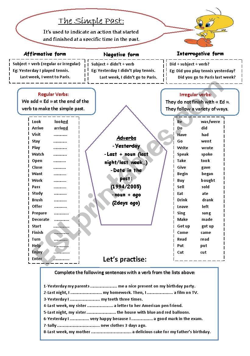 the simple past worksheet