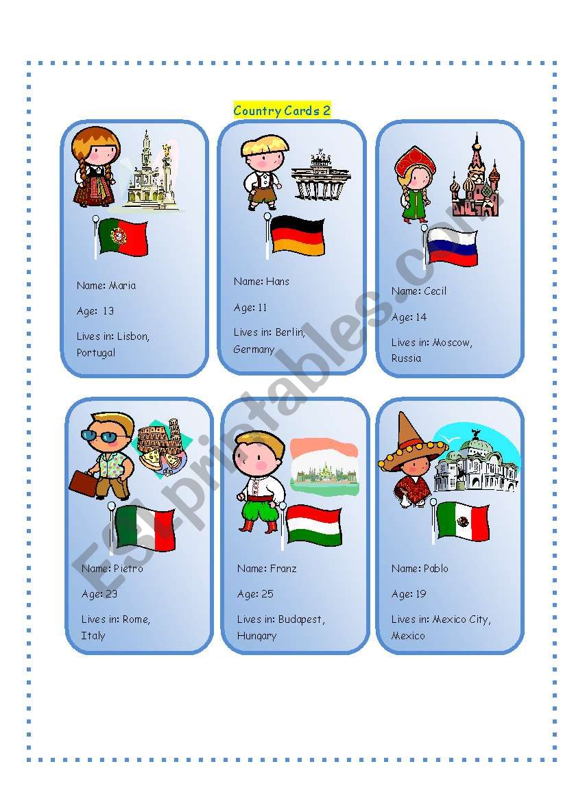 Country Cards 2 worksheet