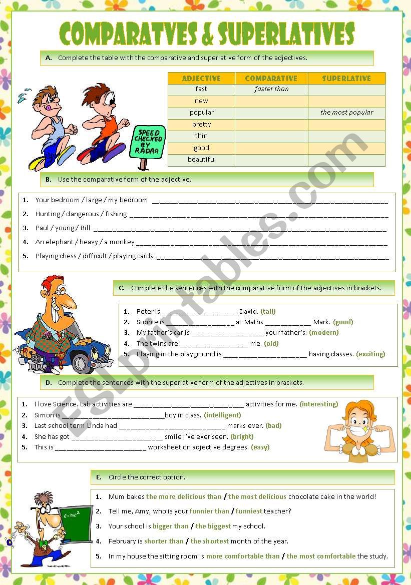 Comparatives & Superlatives worksheet