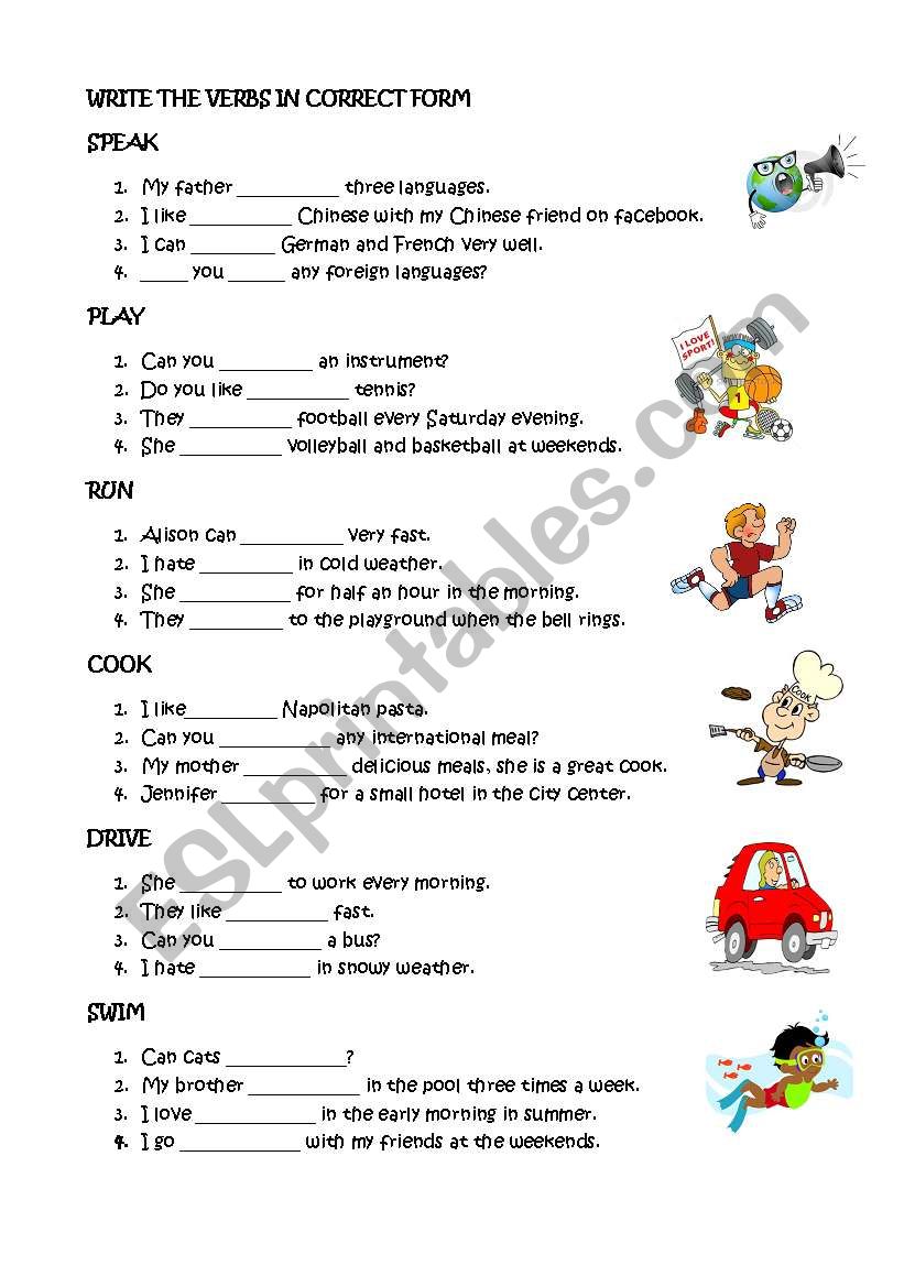 Choose The Correct Verb Worksheet