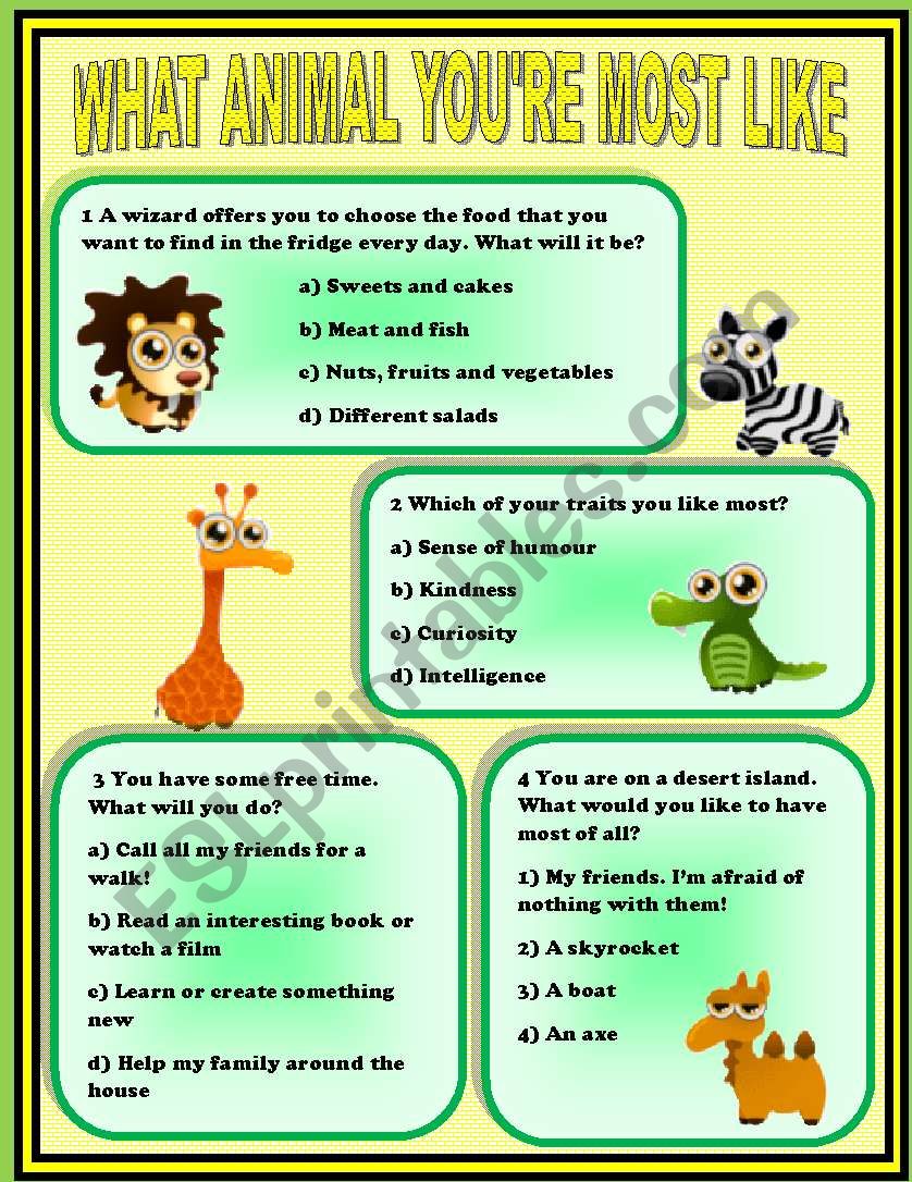 funny personality test pdf