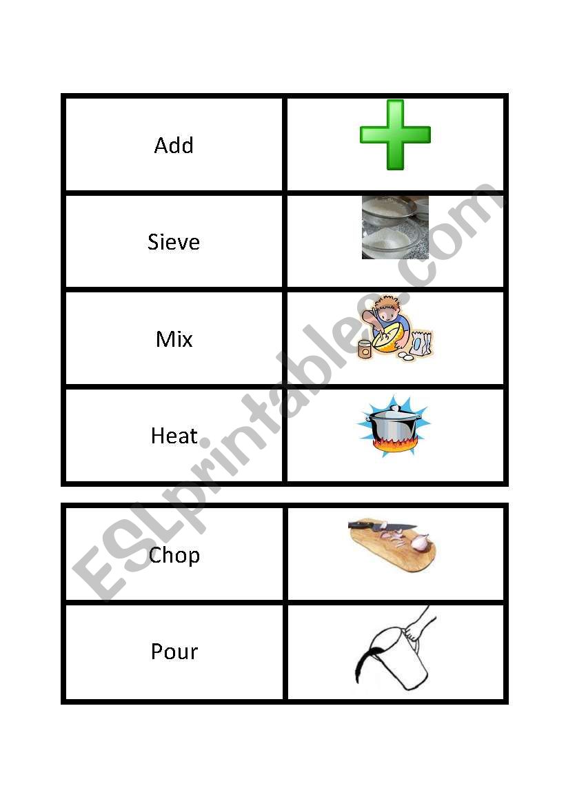 Cooking vocabulary  worksheet