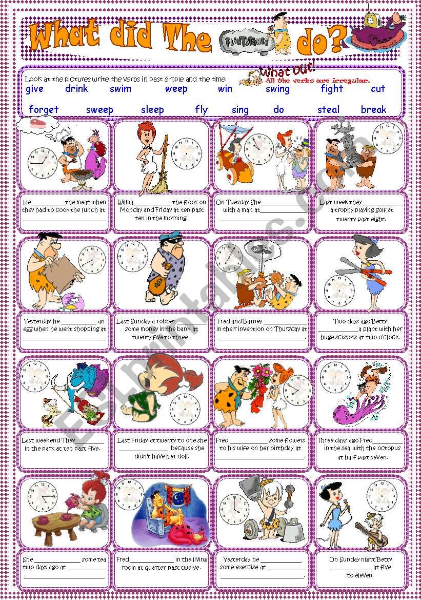 Past Simple with the Flinstones (irregular verbs)