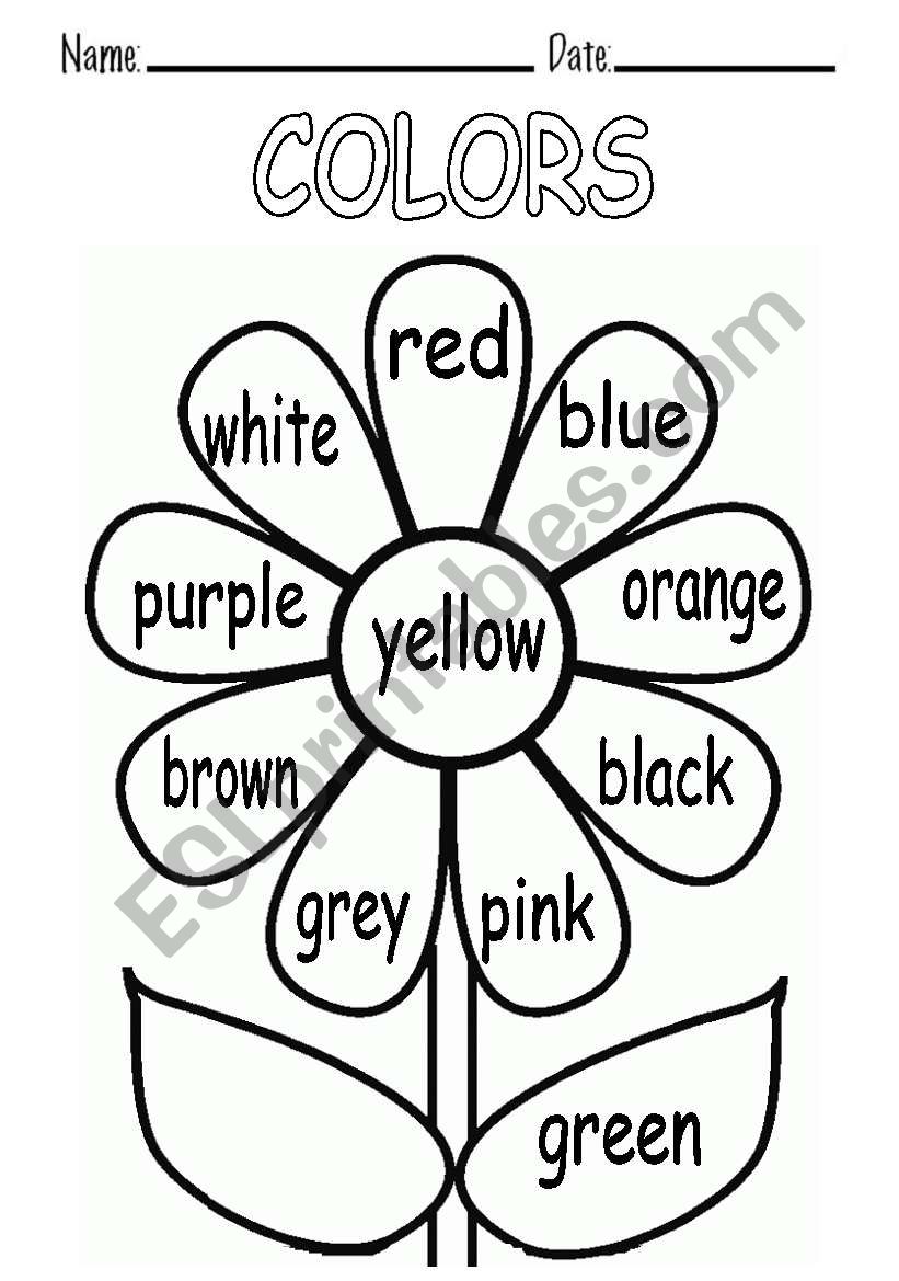 B&W VOCABULARY ABOUT COLOURS worksheet