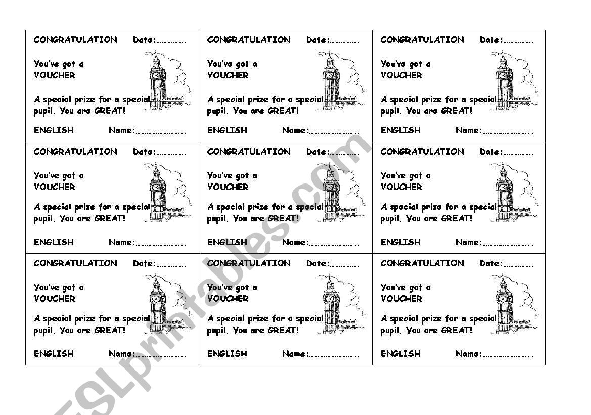 vouchers for special pupils for special engagement