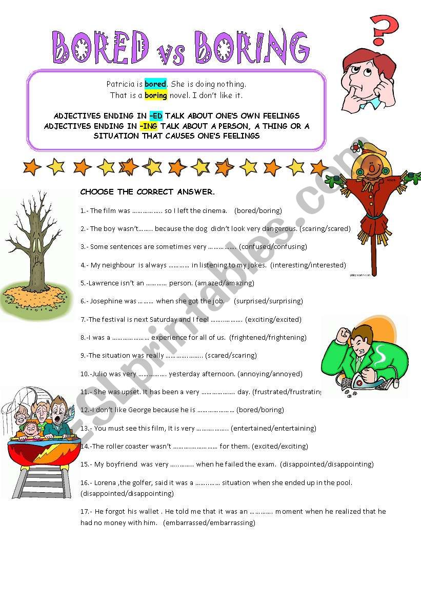 BORED vs BORING worksheet