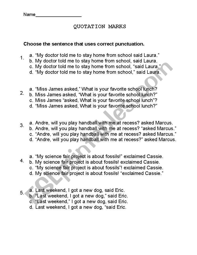 Quotation Marks  worksheet