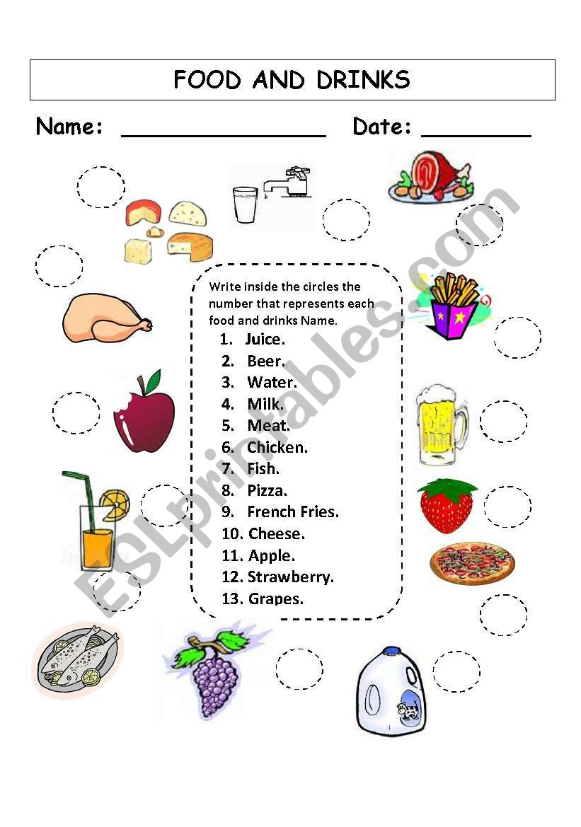 Food - Matching game worksheet