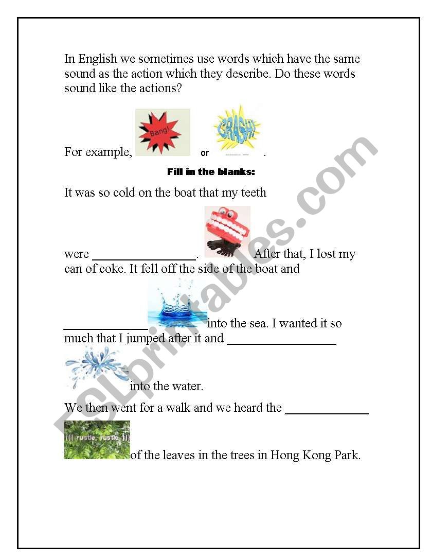 Onomatopoeia exercises worksheet