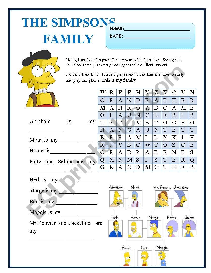 FAMILY SIMPSONS worksheet