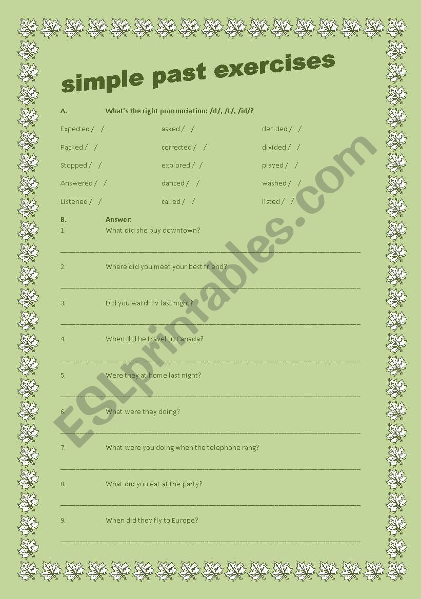 Past Tense worksheet