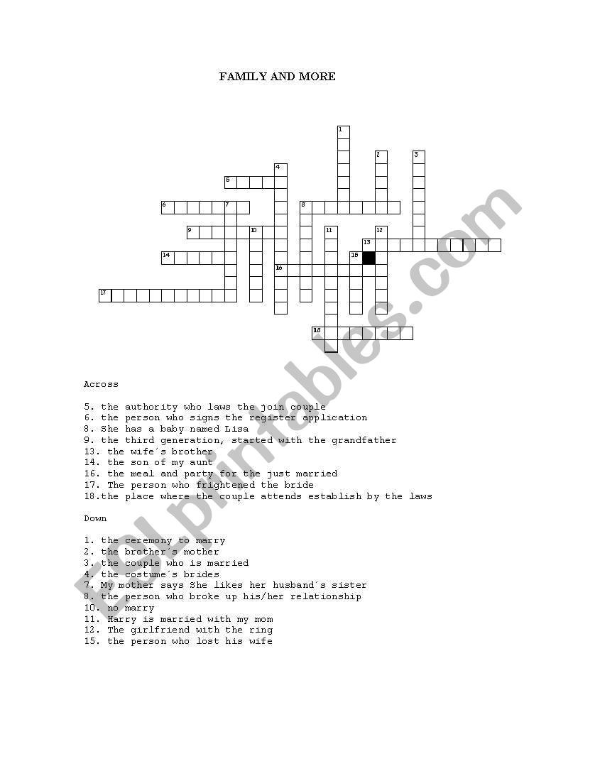 Family and more worksheet
