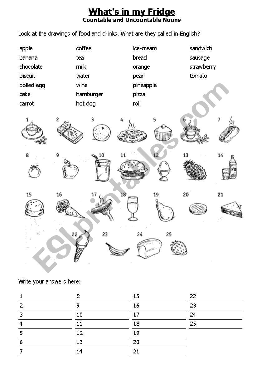Whats in your fridge? worksheet