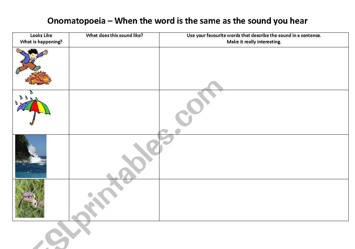 Onomatopoeia worksheet