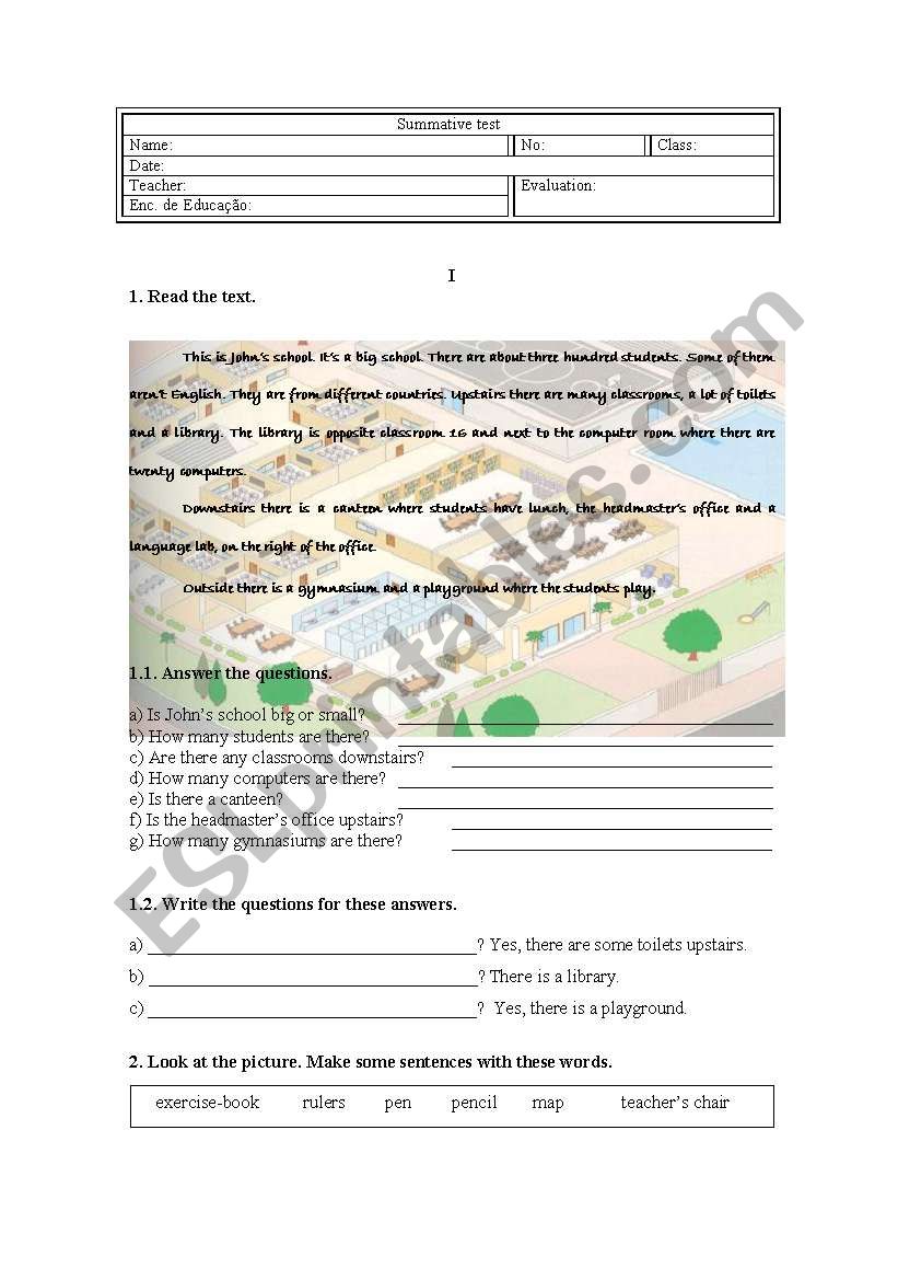 school, time and weather worksheet
