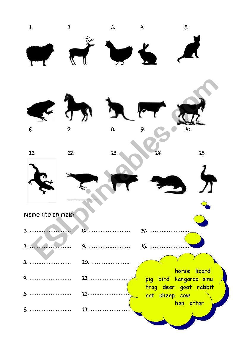 ANIMALS worksheet