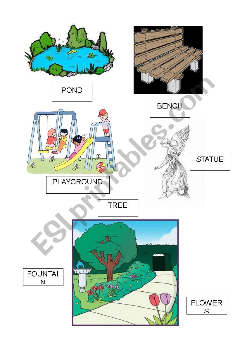 Items in a park worksheet