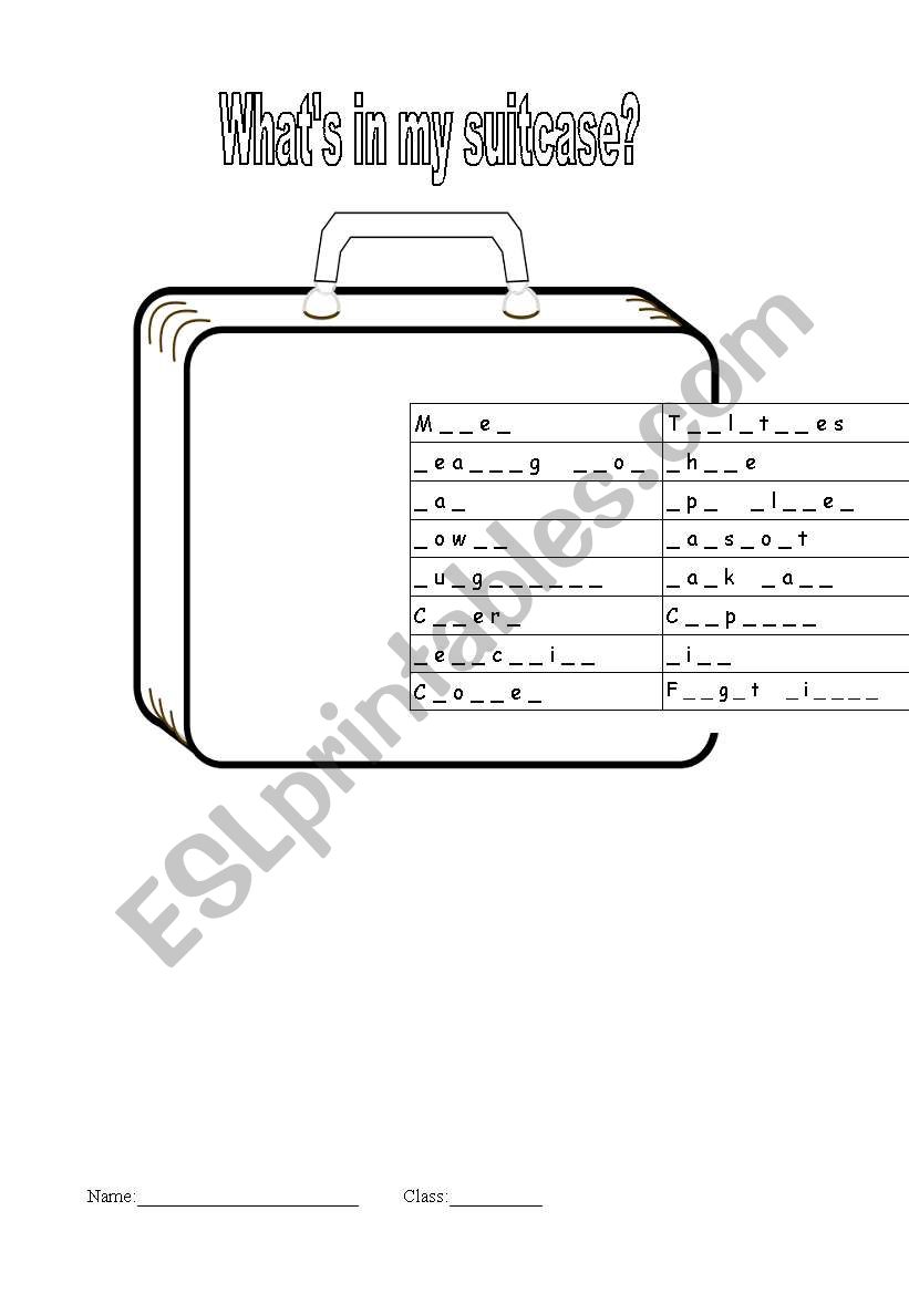 Whats in my suitcase? worksheet