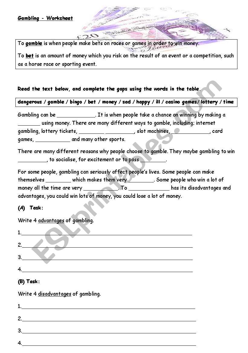 Gambling worksheet