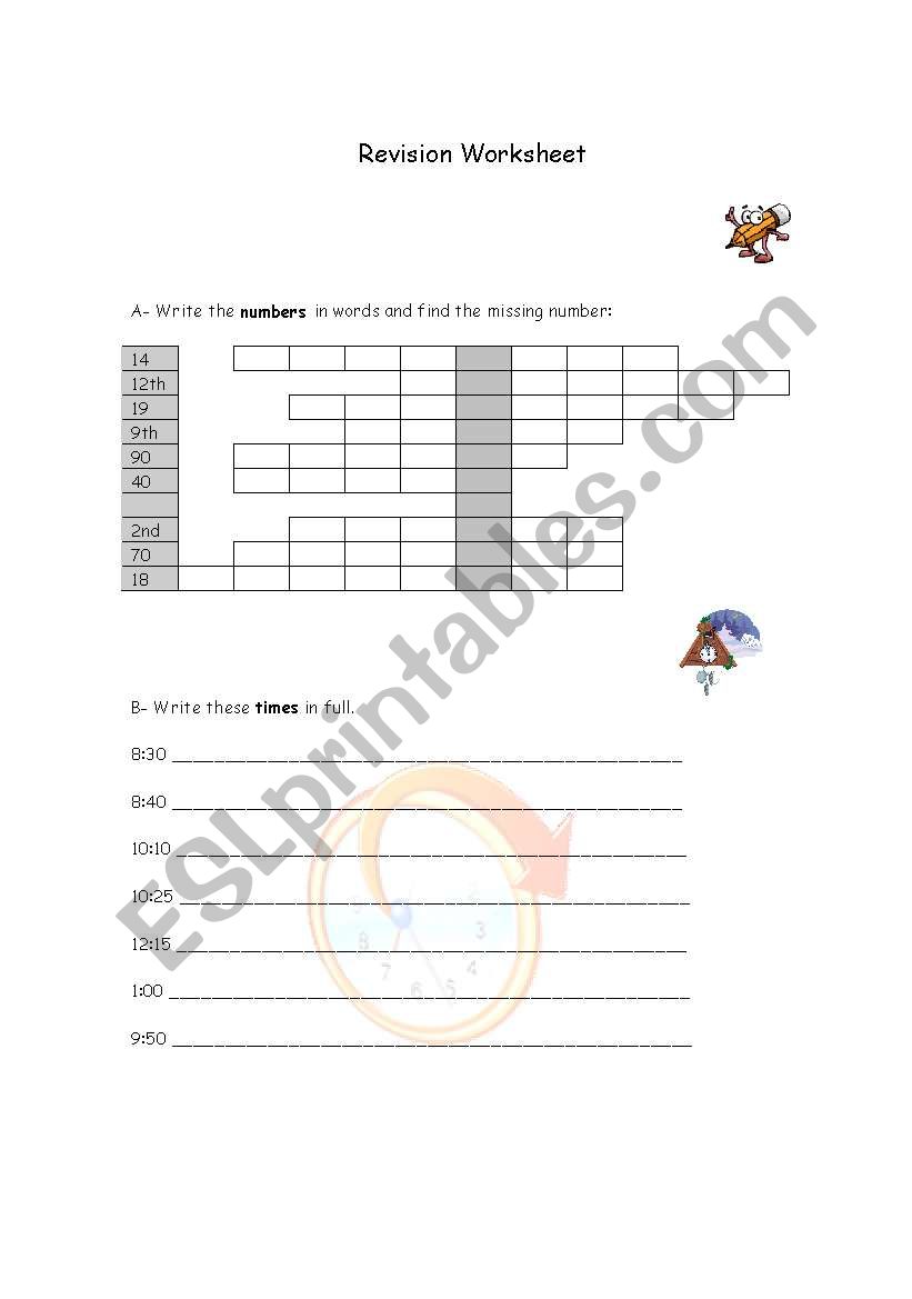 Revision worksheet worksheet