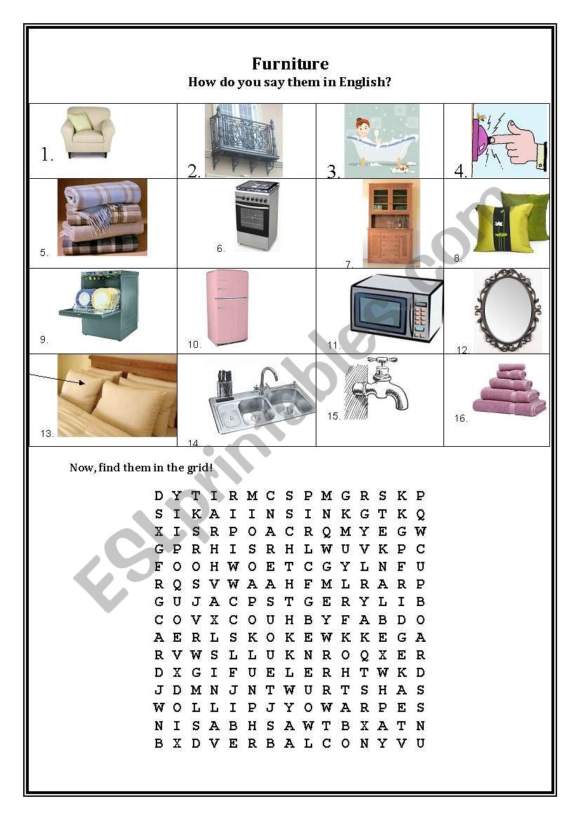 FURNITURE worksheet