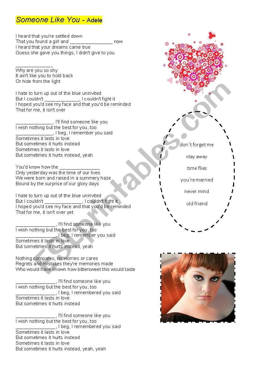 Adele-Someone Like You worksheet