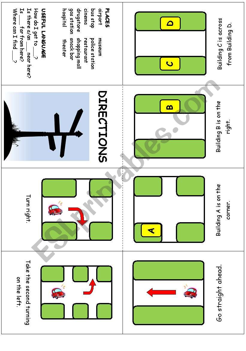 Giving directions mini book worksheet