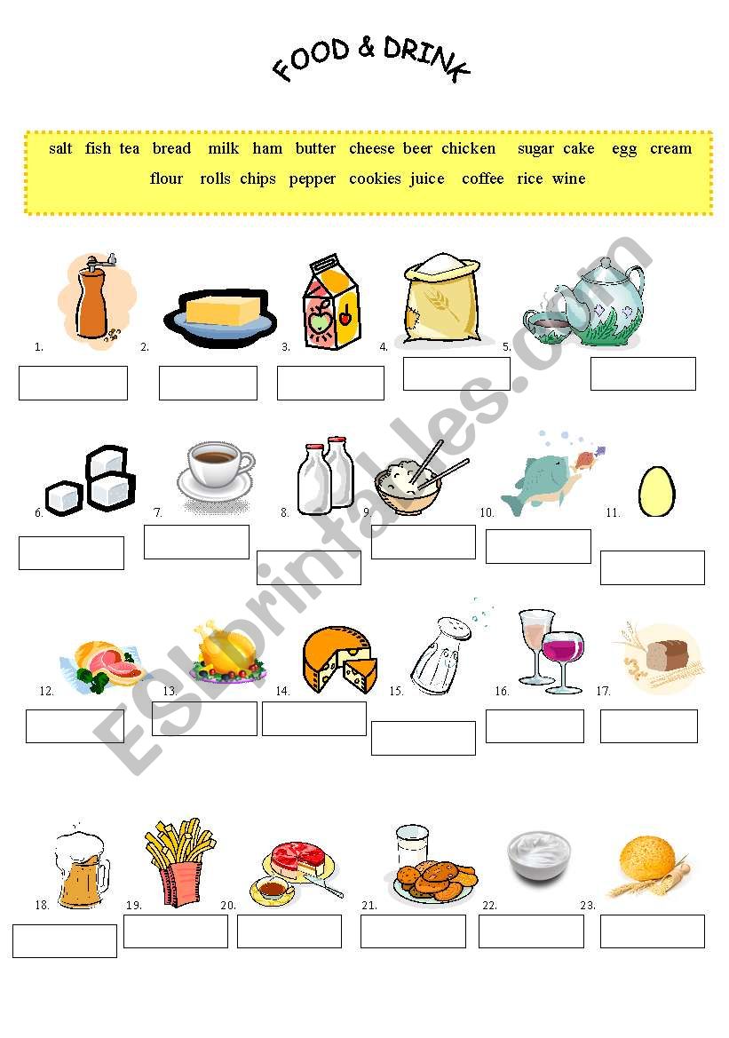 Food & Drink worksheet