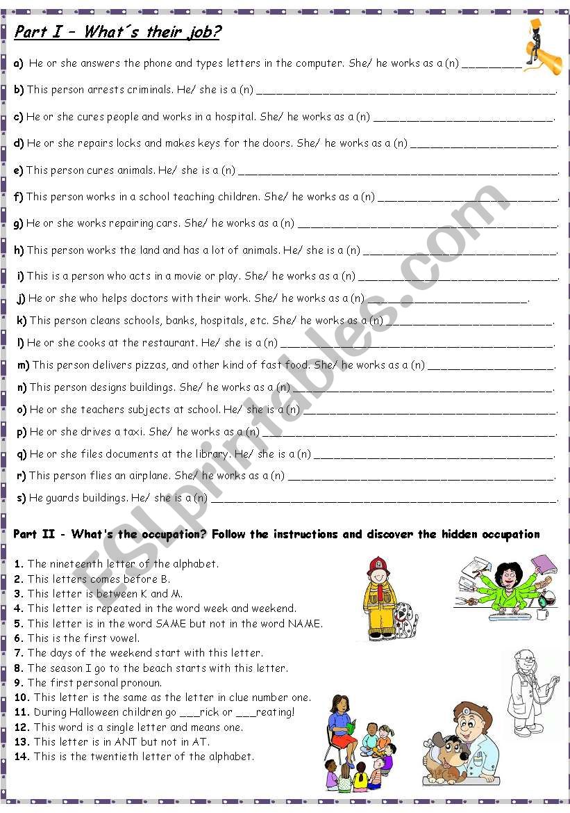 Jobs worksheet