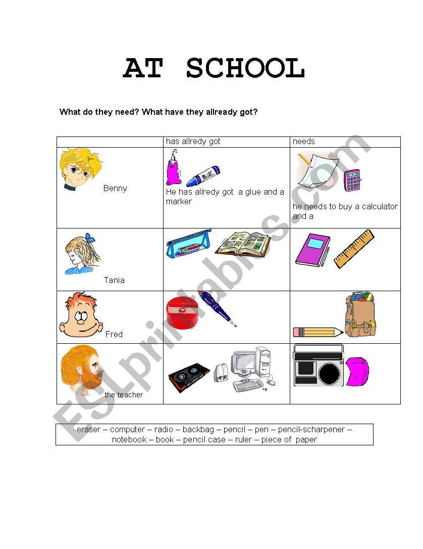 Role play at school worksheet