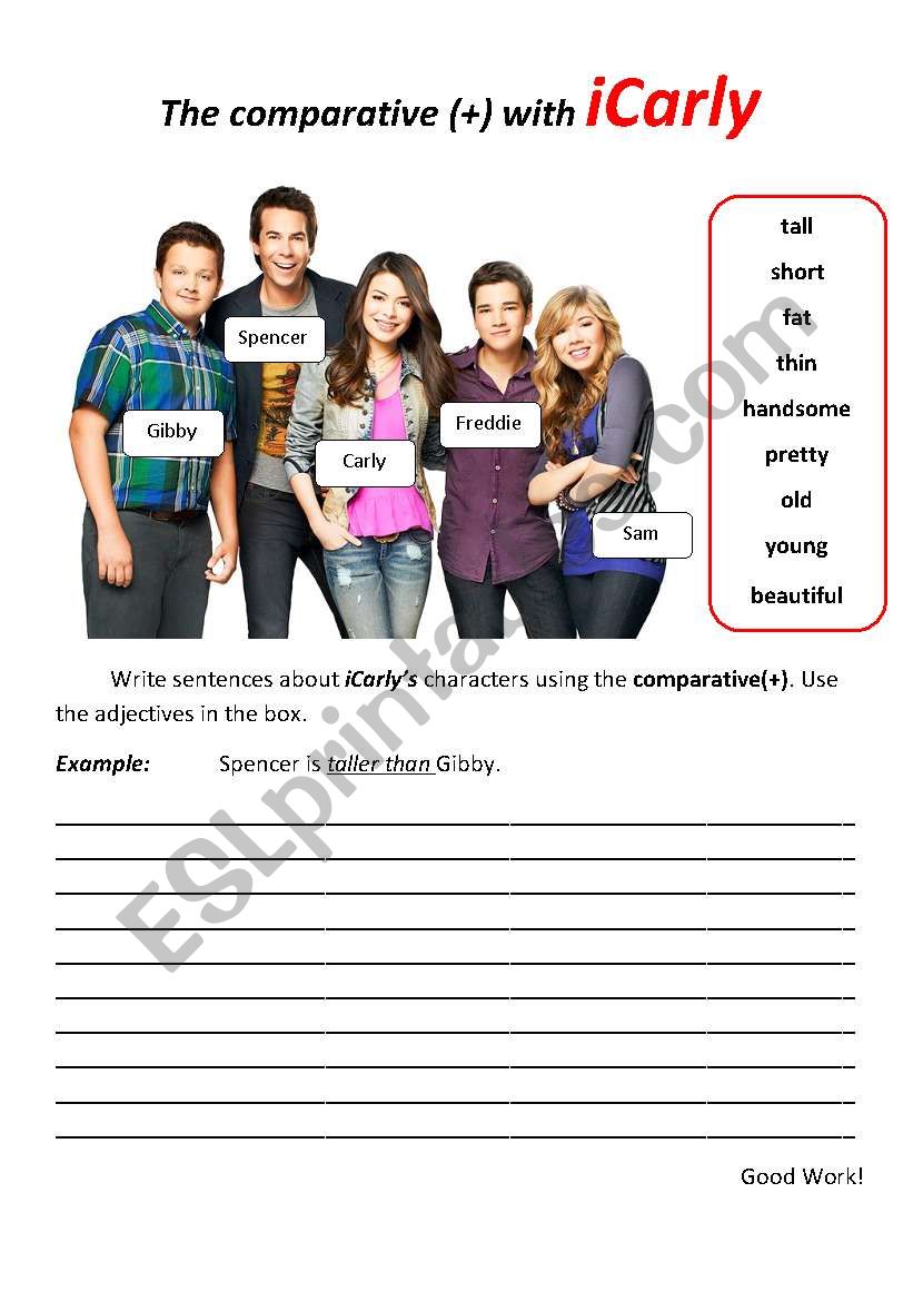 comparative (+) with iCarly worksheet