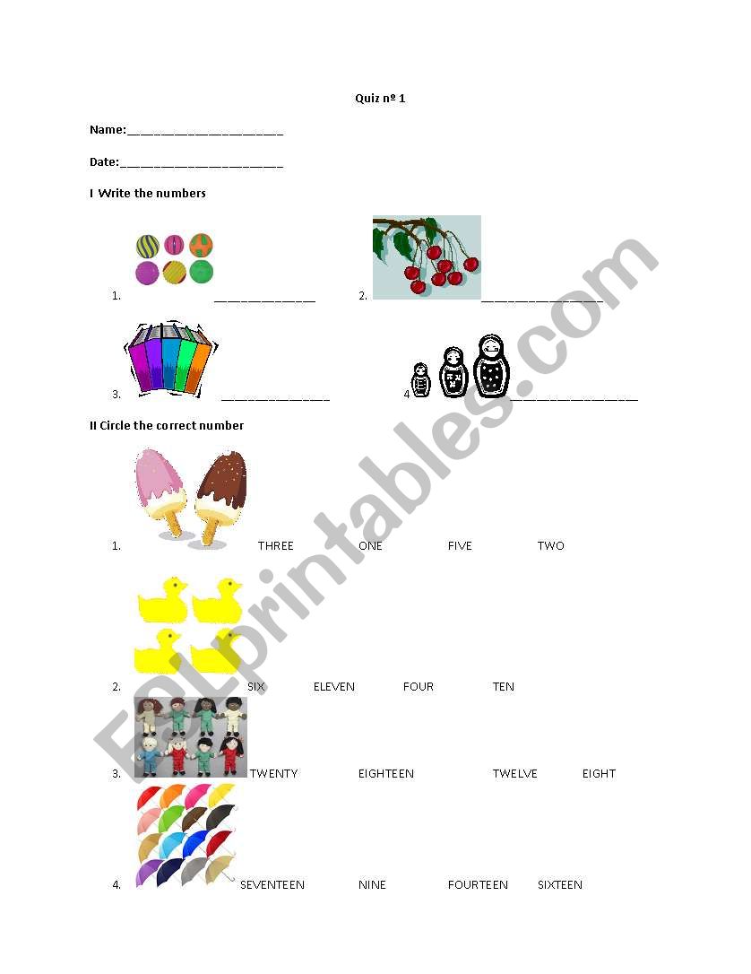 colors and numbers worksheet