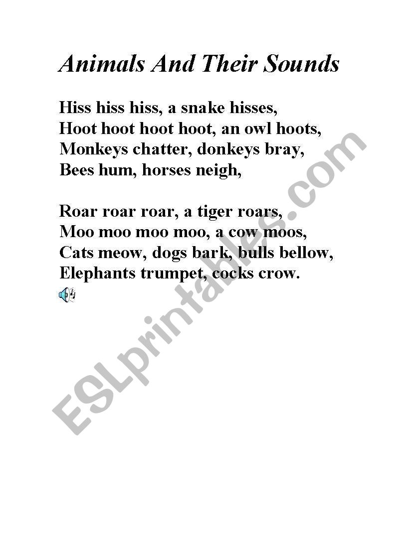 Animals and Their Sounds worksheet