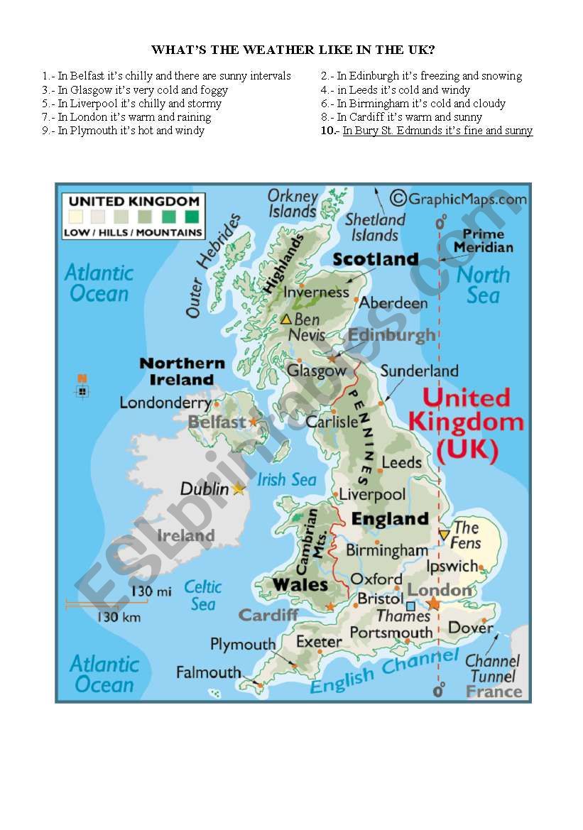 Weather in UK worksheet