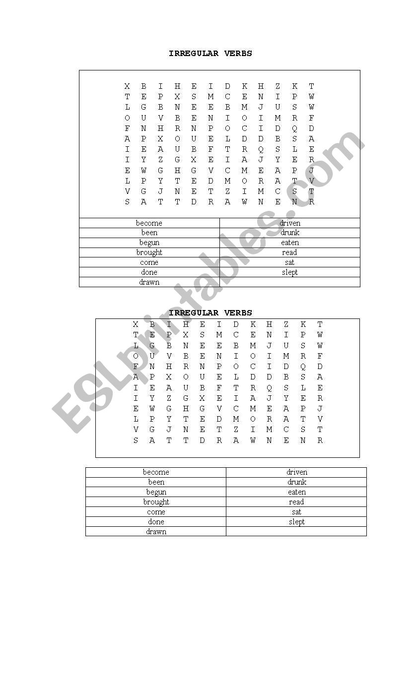 puzzle verbs worksheet