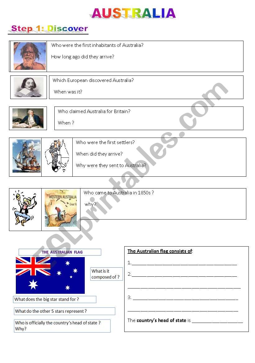 AUSTRALIA- step 1 - Discover worksheet