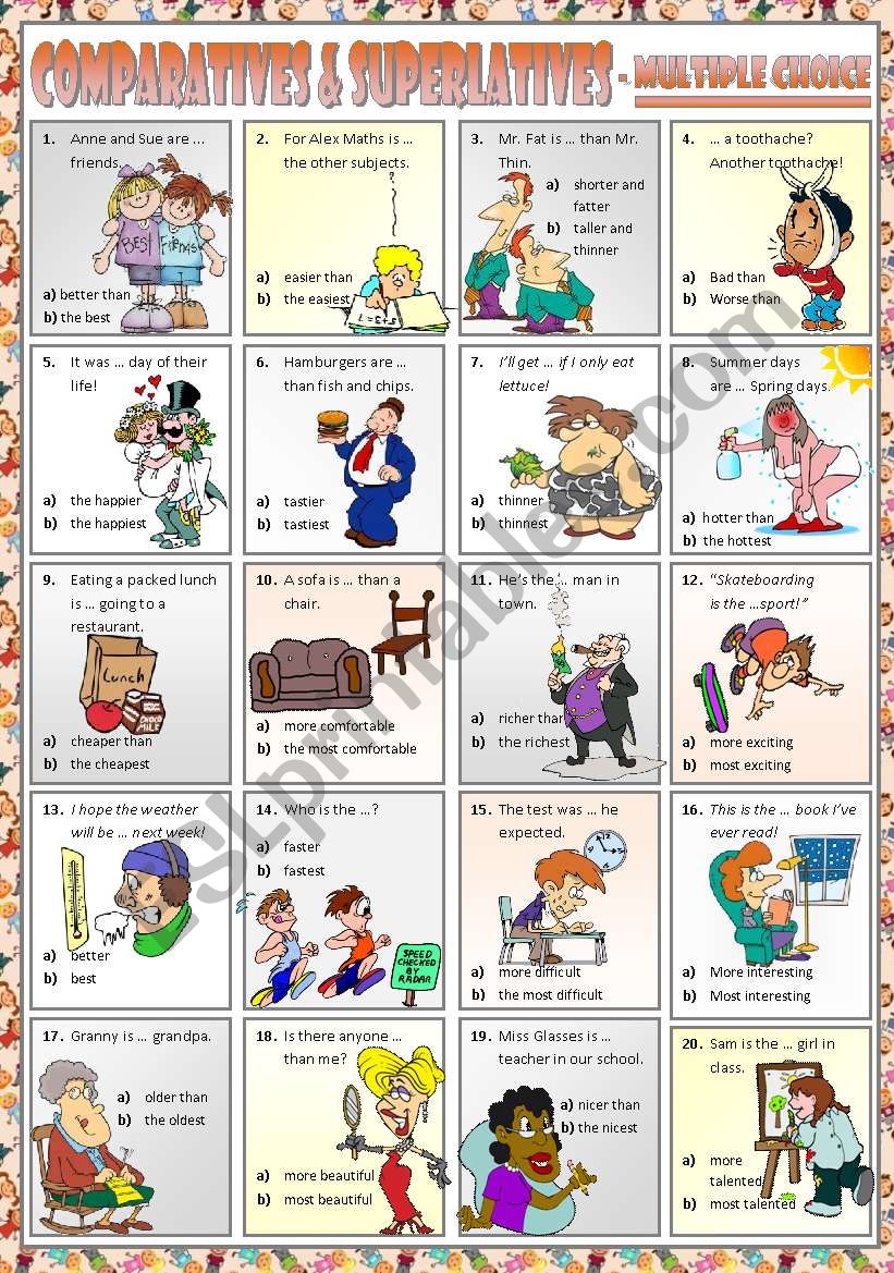 Comparatives & Superlatives - multiple choice